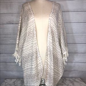 Free People Metallic Fringe Kimono Cardigan